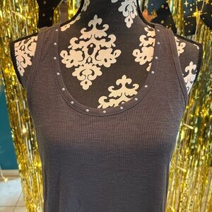 Maurices Grey Studded Rivet Tank Top Size Medium EUC Casual Sexy 2022 Rockstar M